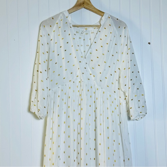 Anthropologie White and gold Anthropologie Augustine maxi dress M - Picture 6 of 16